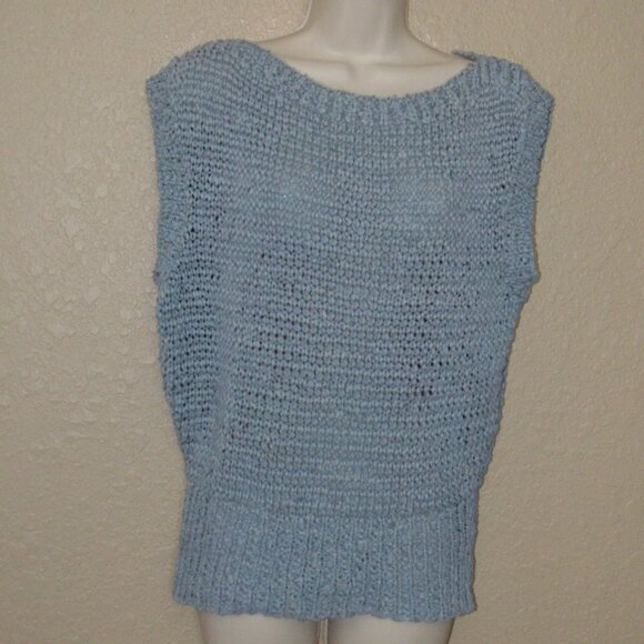 NWOT $398 Sz S Brochu Walker Blue Knit Cap Sleeve Sweater - Picture 1 of 6